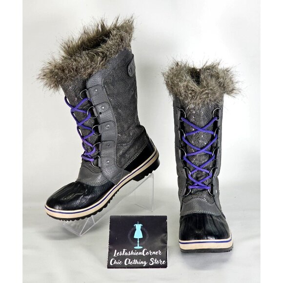 Sorel Shoes - Sorel Women's Gray Tofino II Boots Tall Lace Winter Faux Fur Waterproof Sz 9 337